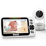 Blemil Monitor para bebés com bateria de 30 Horas, Monitor para bebés de vídeo com Ecrã Grande de 5 Polegadas com câmara e Áudio, visão Noturna, canções de embalar, sem WiFi