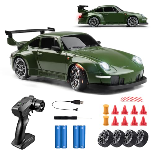 Image of Drift RC Car Kit - 1 /24 4WD 2.4GHz Remote Control Green Sports Car