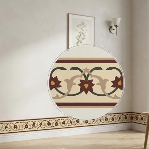 Image of Decorative Peel and Stick Wall Border Sticker 4 Inch x 4 Feet | Waterproof Self Adhesive PVC Wallpaper Border | Floral, Vintage & Traditional Designs | Wall Trim for Home Decor, VWB2