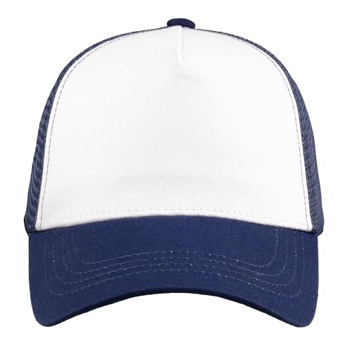 Image of Falari 5-Panel Mesh Baseball Cap, Trucker Hat, Structured Plain Design, Cotton, Adjustable Size