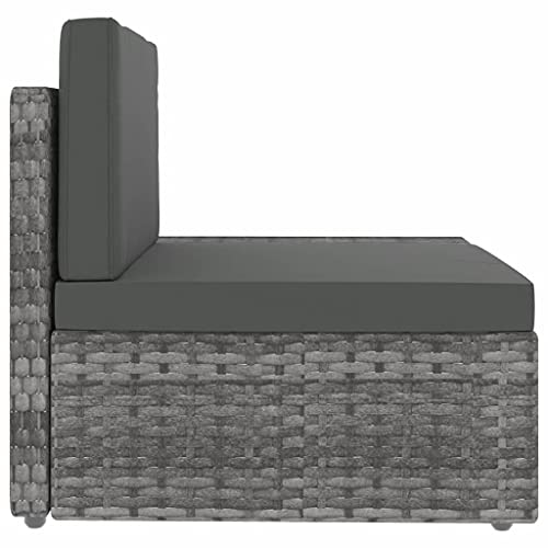 RONGQI 4-TLG. Garten-Lounge-Set, Gartenlounge, Balkon Möbel, Terrassenmöbel, Lounge Gartenmöbel Set, Loungemöbel Terrasse, Balkon Lounge, Poly Rattan Grau – Bild 8