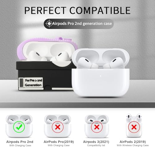 Image of Gedicht for Apple AirPods Pro 2nd Generation Case,Cute Cartoon Shoe Box Soft Silicone Protective Cases for AirPods Pro 2 Case with Keychain for Women Men, A-Red+Purple,2Pack