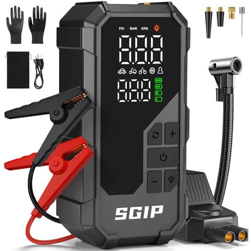 Batería de arranque 7000 A con compresor de 150 psi, SGIP 26800 mAh para arrancar el coche, batería externa para 12 V, arranque de coche Booster