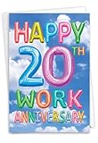 NobleWorks 20th Anniversary Work Notecard (Co-Worker) w/ 5 x 7 Envelope for Men and Women (1 Card) Inflated Messages - 20 C5651DAWG