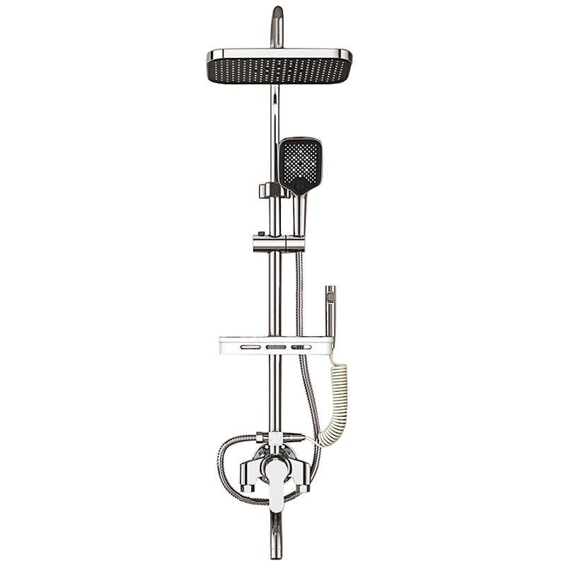 Système de douche moderne noir mat mural avec pomme de pluie carrée