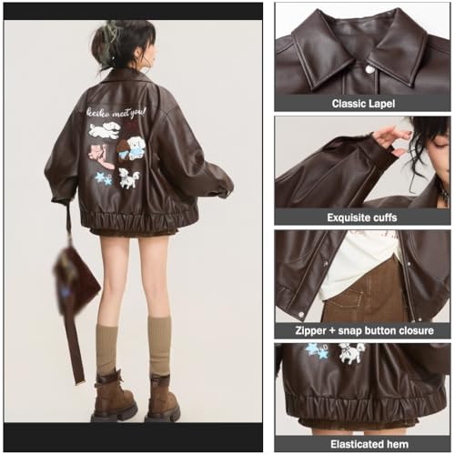 Chaqueta de piel sintética holgada cómoda y abrigada contra el frío urbano 6