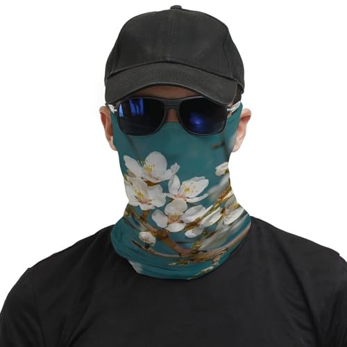 Neck Gaiter Pale White Flowers Face Mask for Travel Face Cover Scarf for Men Women Elastic Headbands Wind-proof Bandana for Skiing Fishing Hiking Cycling3