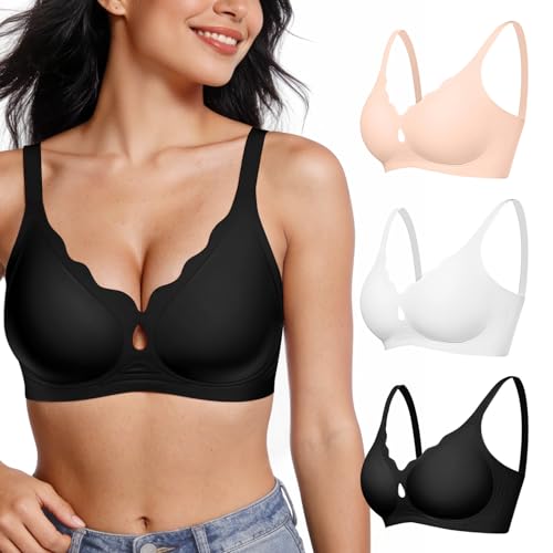 Image of ProKloud Bras for Women No Underwire Wireless Jelly Bras Full Coverage Seamless Push Up Bralettes Support Tshirt Bra