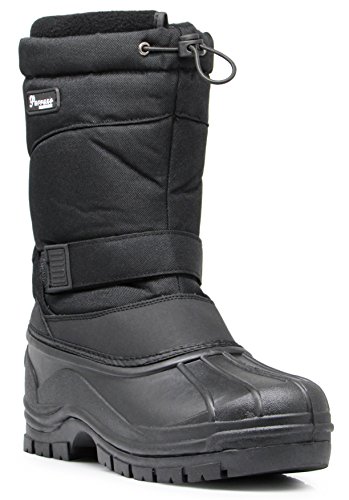 HRB Men's Winter Heavy Duty Draw String Water Resistant Snow Boots Removable Thermos Lining Rubber Sole Work Shoes (11 D(M) US, Black)