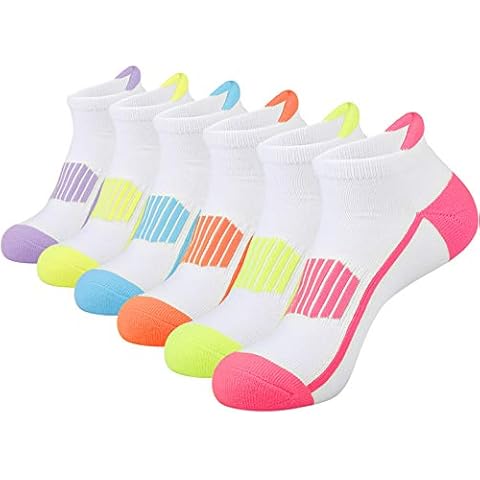 JOYNÉE 6 Pairs Women's Ankle Athletic Running Socks Performance Cushioned Low Cut Sports Socks with Heel Tab, White2 Cover