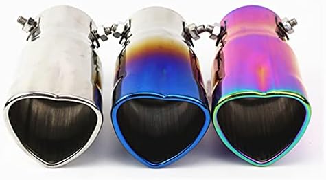 Car Accessories Heart Shaped Universal Car Exhaust Muffler Tip Stainless Steel Pipe Chrome Exhaust Tail Muffler Tip Pipe (Chrome)