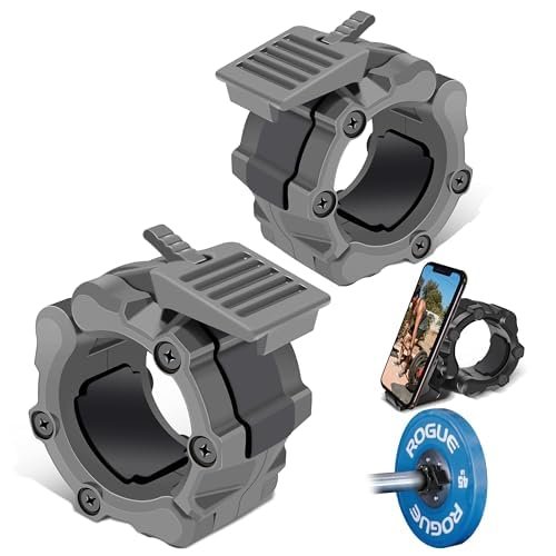 Photo 1 of Olympic Barbell Clamps,Barbell Clips,Barbell Storage Rack,Barbell Collars,Phone Holder, Barbell Weight Clips Quick Release Pair of Locking Weight Clips Fit 2 Inch Barbell for Weightlifting grey992