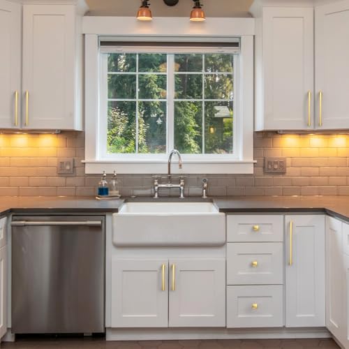 Image of 10-pack Cabinet Pulls - 7 inch Gold Drawer Handles - Kitchen Pulls