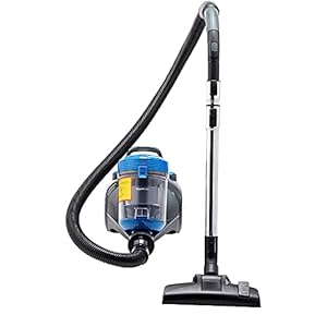 Amazon Basics Zylinder-Staubsauger, leistungsstark, kompakt und leicht, ohne Beutel, für Hart- und Teppichböden, HEPA-Filter, 700 W, 2.0 L, EU, Schwarz/Blau