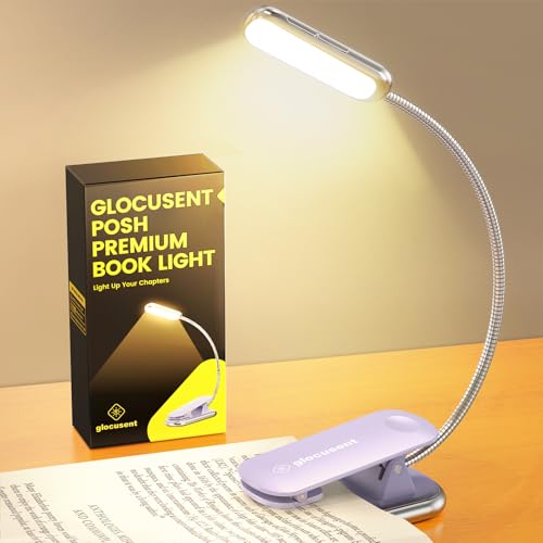 Glocusent Posh Premium para Luz Lectura Libros Cama con Temporizador, Luz Lectura 16LEDs Recargable