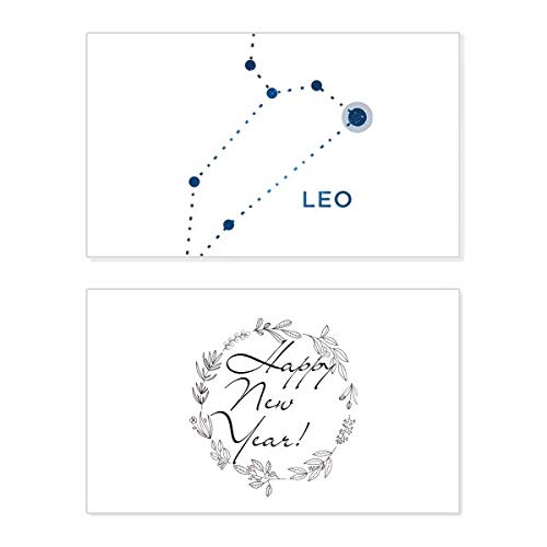 Tarjeta conmemorativa de Leo: signo del zodiaco y mensaje de Año Nuevo