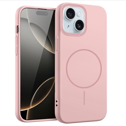 Coque iPhone 15 compatible MagSafe légere rose rigide 6,1 pouces
