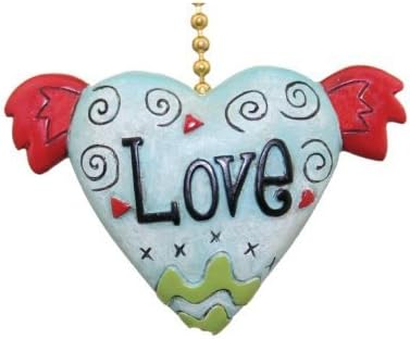 Clementine Design Funky Love Winged Heart Ceiling Fan Pull Chain Light Decorative Extension