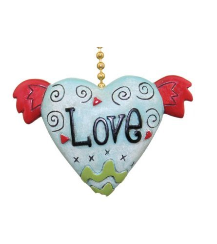 Clementine Designs Funky Love Winged Heart Ceiling Fan Light Pull Chain