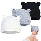 👶Klassisches Design: Unser babymütze wählt die klassischsten drei Farben Schwarz, Weiß und Grau, die sehr gut zu Kleidung passen. Das niedliche Bärenohr-Design lässt das Baby so süß wie einen Engel aussehen. Es kann sowohl von Jungen als auch von Mädchen getragen werden.