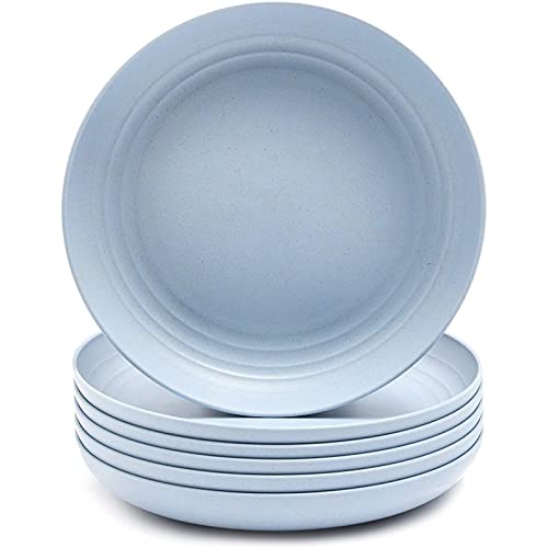 Juvale Wheat Straw Plates, Unbreakable Plate (Blue, 9 In, 6 Pack) #TOP12