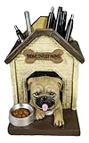Ebros Gift Adorable Pugsie Puppy Pug Dog Sitting in Doghouse Kennel with Treat Bowl Stationery Pen Pencil Holder Caddy Organizer Figurine Pet Pal Labradors Collectible for Desk Study Office