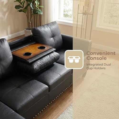 Trygoal Modular Leather Sectional with Ottoman