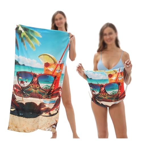 Genérico 2 En 1 Toalla Microfibra Convertible En Bolsa De Almacenamiento Toallas De Playa Grandes para NiñOs Mujeres Hombres Imprescindibles De Playa (32 * 63 Inches/80 * 160cm),D