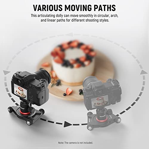 NEEWER Dolly Camera Slider with Ball Head and Phone Clamp, 4 Wheel Table Dolly with 360° Panorama - Image 2
