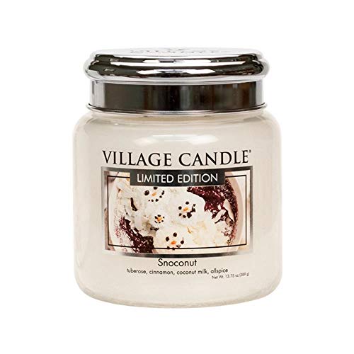 Village Candle Bougie en Pot en Verre avec Couvercle en métal Parfum Noix de noco Taille Moyenne 453,6 g
