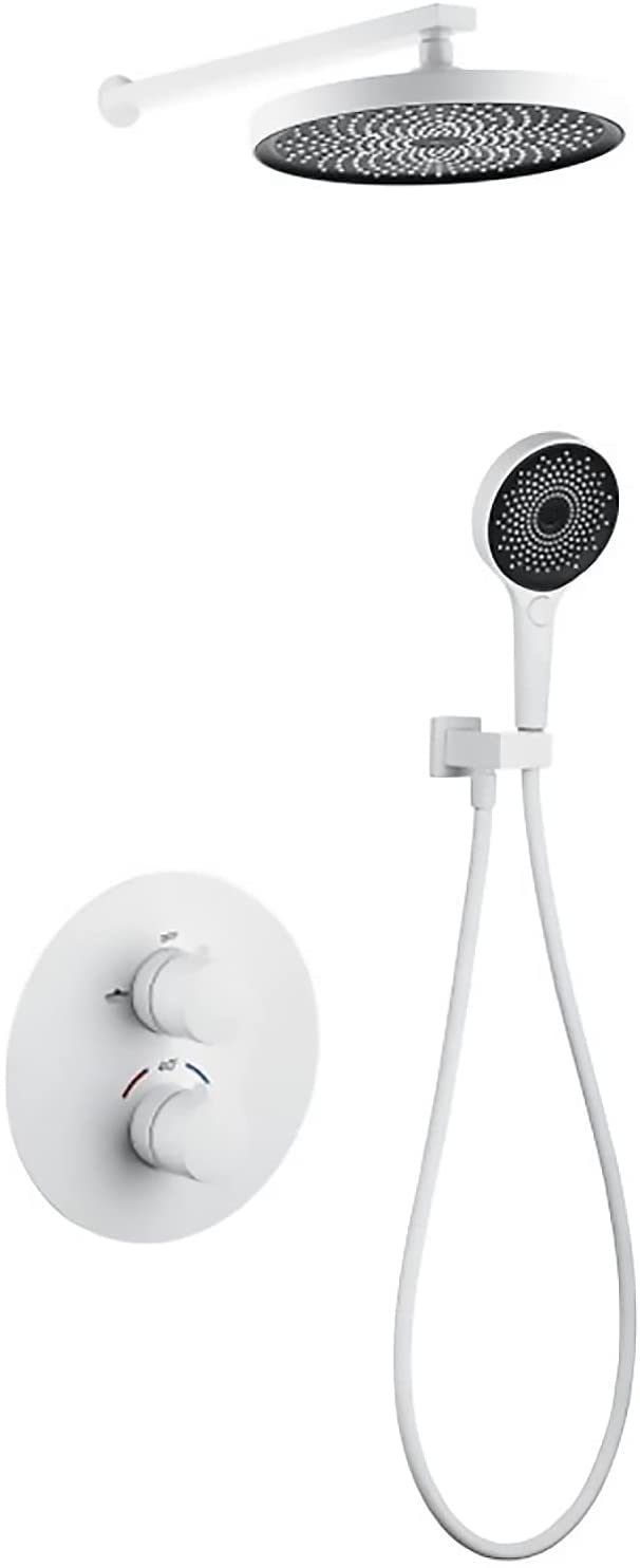 di Doccia termostatico Doccia Nascosto Set di rubinetti per Doccia Bianca con 3 modalità Set Combo Doccia con Doccia con Doccia Rotonda Set Doccia, Rotonda