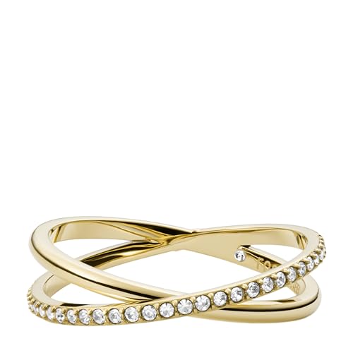 Fossil Women's Ellis Pavé Glitz Gold-Tone Stainless Steel Band Ring by Fossil - Used condition - US$37.65