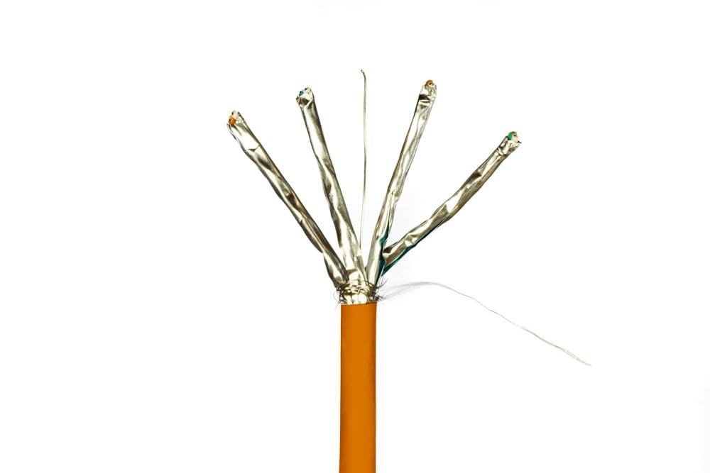 Danicom CAT7 100% cobre S/FTP 500m cable sobre bobina rígida - LSZH (Cca), POE, Ethernet, LAN, cable de conexión, cable de datos, RJ45 - para gabinete de servidor, interruptores, routers, módems!