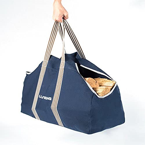 Luisvanita Firewood Carrier Bags Waxed Canvas Log Carrier Holders Camping Tote Firewood Storage Bag For Outdoor & Indoor Fireplace Wood Carrier With Handles (Navy) #TOP5