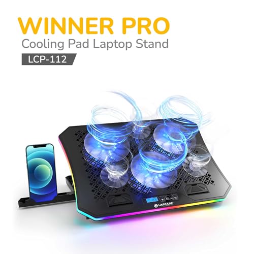 Image of LAPCARE Winner PRO RGB Cooling Pad with 6 Fans Laptop Stand, Black
