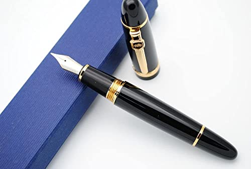Image of Levin 159 Black Golden Trim Fountain Pen Medium Nib With Ink Convertor.