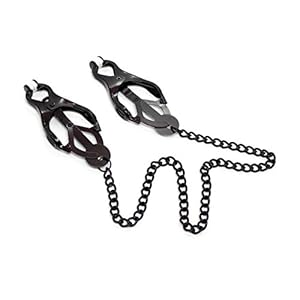 The Bondage Locker Japanse Clover Clamp Tepelklemmen Stealth Zwart met Ketting