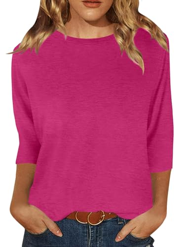 Image of JomeDesign Womens Tops 3 /4 Sleeve Shirts Round Neck Loose Casual Blouses Floral Print Tshirts