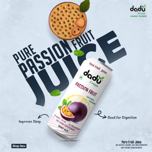 Image of Dadu Fresh Tropical & Berry Fruit Juice Combo | Passion Fruit, Cranberry, Mixed Berries & Lychee | Pure Fruit Healthy Beverage | No Added Sugar, No Preservatives, Not from Concentrate | Vitamin Rich & Naturally Refreshing | 1070ml (4 Cans)