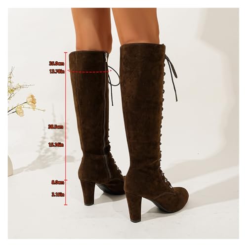 Cuissardes femme bottes talons hauts daim fermeture éclair latérale - 6