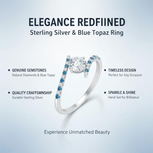 Image of Choose Your Gemstone Bypass Modern Round Diamond CZ Ring 925 Sterling Silver Round Shape Side Stone Engagement Rings Lightweight Office Wear Everyday Gift Jewelry US Size 4 to 12
