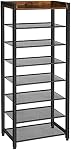 HOOBRO 8 Rack de chaussures Tier, organisateur de rangement de chaussures Narrow avec 7 Étagères en métal, Sauver Space, Stable et robuste, tenir 14-21 paires de chaussures, pour entrée, Hallway, salon, brun rustique BF48XJ01