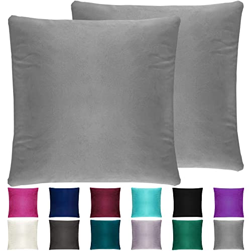 Nexcover Velvet Pillow Covers - Pack Of 2 Pillowcases, 12 X 12 Inch Throw Pillow Cover, Decorative Square Pillowcase, Soft Cushion Case, Fade Resistant Pillow Case For Bedroom, Sofa, Couch, Grey #TOP10