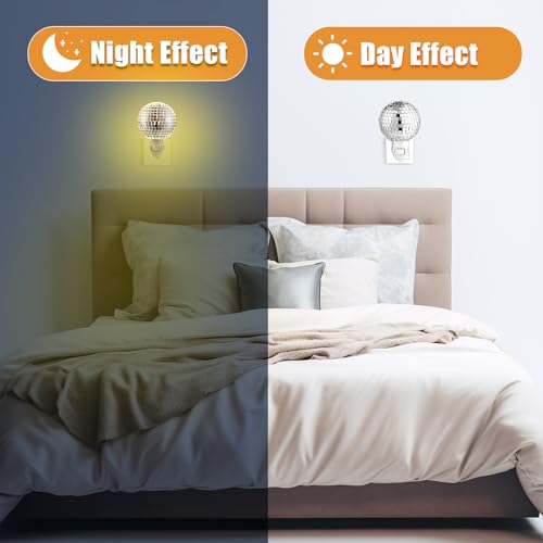 Rossesay XUU-ROSSESAY-435 Disco Ball Night Light Plug In Wall Led Lamp Silver Disco Nightlight Reflective Mirror Disco Ball Lights Christmas Decoration Gift thumb #4