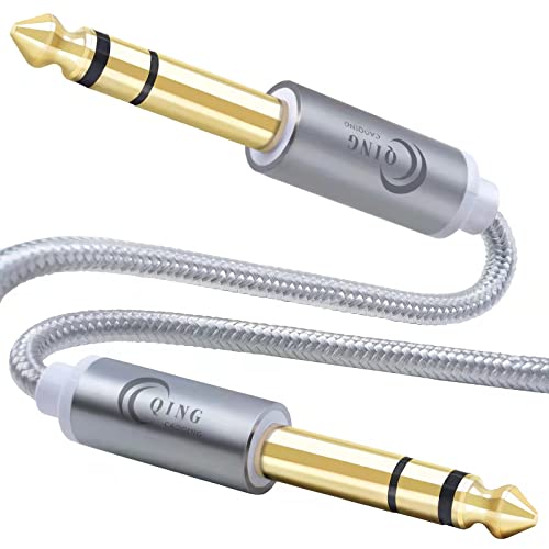 Cable 6.35mm de Audio 2M, QING CAOQING Nylon Trenzad 1/4 Jack Macho a Macho TRS Instrumento Cable