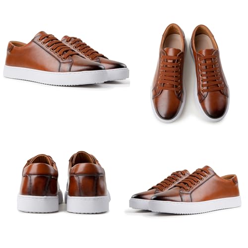 Men Fashion Leather Lace-Up Flat Oxfords Sneakers,Casual Low Top Comfortable Non Slip Walking Shoes Business Dress Shoes4