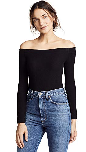 Z SUPPLY Women's Long Sleeve Off The Shoulder Tee, Black, XS