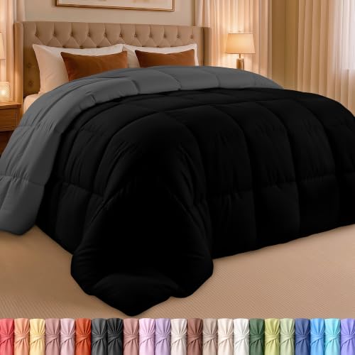 Image of Utopia Bedding Queen Comforter, Duvet Insert, Black /Grey, 88 x 88 Inches