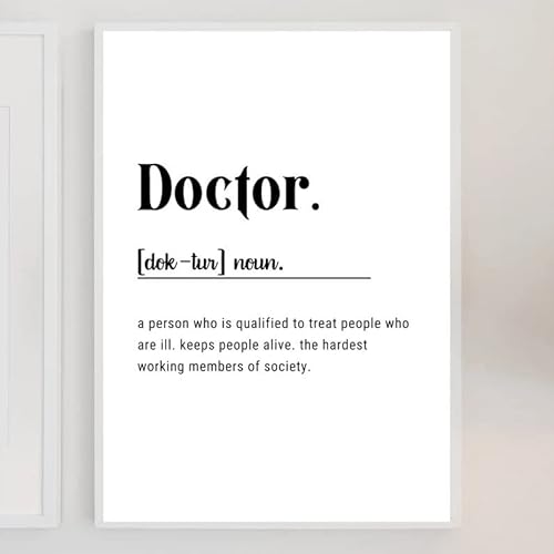 Classydesigns Doctor Print | Cadeaux de médecin | Cadeau idéal | Cadeau d'anniversaire de médecin | Définition de médecin pour lui et elle | Impressions numériques Cover