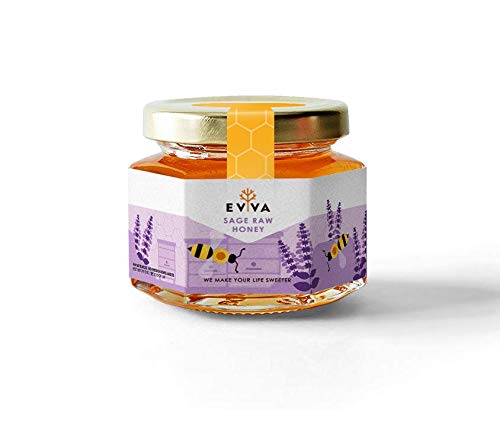 EVVA Honey - Pure Honey in a Glass Jar - Natural Honey - Moldova Wild Honey (Sage Honey, 8.6 Ounce)